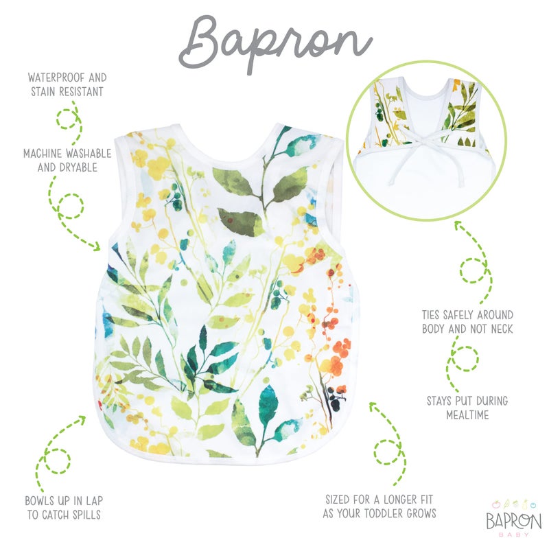 BapronBaby Autumn Leaves Bapron - No Neck Tie Safer Bib for Baby & Toddler - Soft Waterproof Stain Resistant - Machine Washable - Sz Baby/Toddler 6m-3T - Image 2